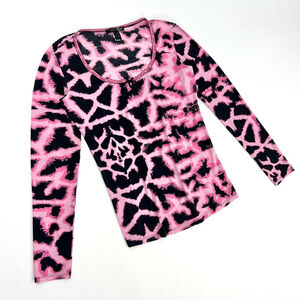 y2k Cavalli pink and black giraffe print long sleeve top